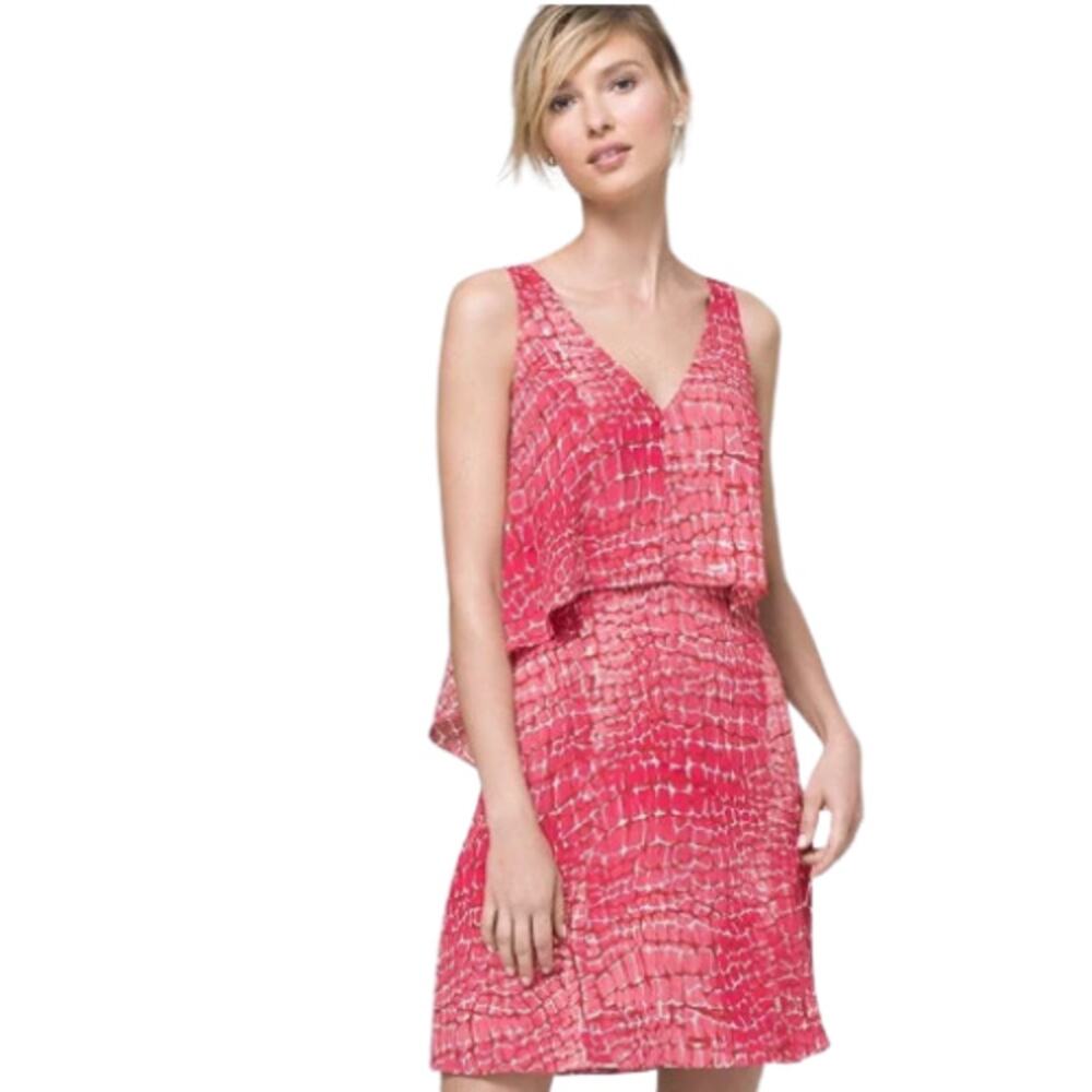 White House Black Market Tea Rose Popover Shift Dress Caged Back Size XXS